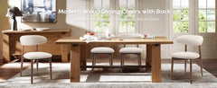 Wooden Dining Chairs Set of 6 Modern Fabric Upholstered Dining Room Chair Farmhouse Kitchen Side Chairs with Foot Pegs