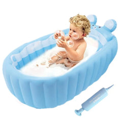 Baby Bathtub With Air Pump Portable Newborn Toddler Bathing Tub With Air Pump Collapsible Shower Basin For Boys And Girls Home