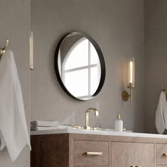 Round Mirror with Wood Frame 24 Inch Circle Wall Mirror for Bathroom Round Wall Mirror for Wall Decor, Vanity,