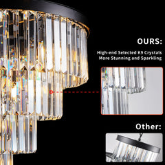 Contemporary Crystal Modern Chandeliers Crystal Ceiling Chandelier 4 Tier Black Chandelier Lighting(Bulbs Not Included)