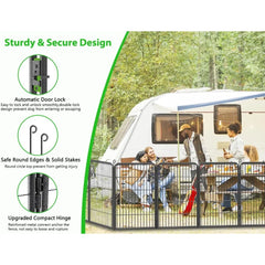 Decorative Garden Fence with Gate for Dogs Metal No Dig Fencing for Yard, 32in(h) x 52ft(l) 24 Panels Animal Barrier Fence Tempo