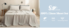 Simple&Opulence 3/4 Pcs 100% Bed Linen Sheet Set Basic Style Washed Natural French Flax Soft Breathable Comforter Sheets Sets
