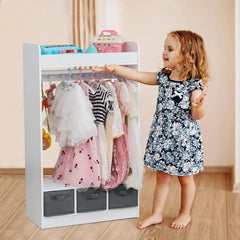 Large Dress up Storage w/Mirror, Kids Costume Organizer, Portable Closets with 3 Non-Woven Drawers, Kids Costume Closet