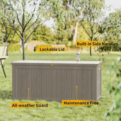 230 Gallon Lockable Resin Deck Box, Waterproof & UV-Resistant Outdoor Storage Box for Outdoor Cushion Storage and Delivery Stora