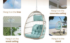 Indoor/outdoor Foldable Rattan Swing Hammock Seat Hanging Egg Chair Without Bracket With Cushion/headrest Garden Furniture Foot