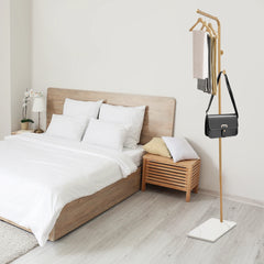 L-shape Freestanding Coat Rack Wear-Resistant Large Capacity Clothes Hanger with Sturdy Base for Hallways/Living Rooms