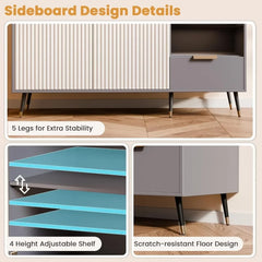 47" Sideboard Cabinet with 2 Doors and Drawer, Sideboard Buffet Cabinet with Storage, Coffee Bar with Adjustable Shelves