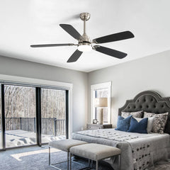 Modern 52 Inch Led Ceiling Fan With 110V 6 Speed Wind 5 Blades Remote Control Reversible DC Motor With Light