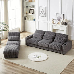 128'' Oversized L-Shaped Modular Sectional Sofa with Cup Holders & Charging Port