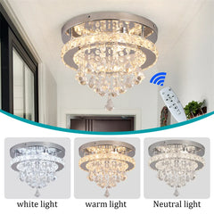 Crystal Chandelier Chrome Ceiling Lamps Led Flush Mount Stainless Steel Fixture Aisle Light Lustre Dining Room Living Room Decor
