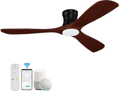 52 "Smart Low Profile ceiling Fans with Lights Remote,Quiet DC Motor,Outdoor Indoor Flush Mount Fan,Control WIFIAle