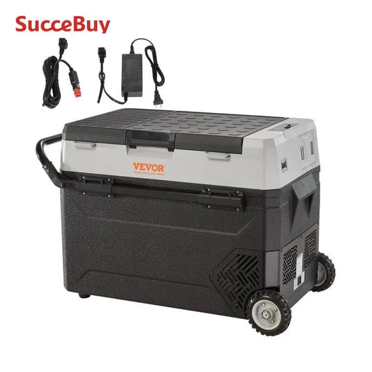 SucceBuy 38L/53L Portable Car Refrigerator Freezer Electric Mini Fridge Ice Box with Wheels Compressor for Camping Outdoor Car