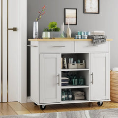 40" Kitchen Island Cart Furniture cart on Wheels with Storage，Rolling Portable Dining Room Serving Utility Carts Mobile Movable