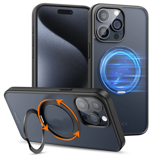 Magnetic Ring Case for iPhone 15 Pro/Pro Max Pro 360° Rotatable Phone Case Stand Compatible with Wireless Charging