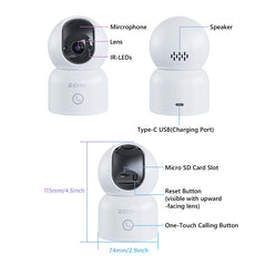 360° Smart Home Security Camera PTZ Auto Tracking Baby Monitor AI Panoramic HD Night Vision Indoor WiFi Surveillance Camera