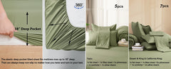 PHF 7 Pieces California King Comforter Set, Lightweight Bed in A Bag & 18" Sheet Set for All Season, Ultra Soft Cozy Bedding wit