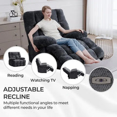Oversized Power Recliner Chairs for Adults, Electric Reclining Chairs, Soft Fabric Overstuffed Single Recliners Chair ，Grey