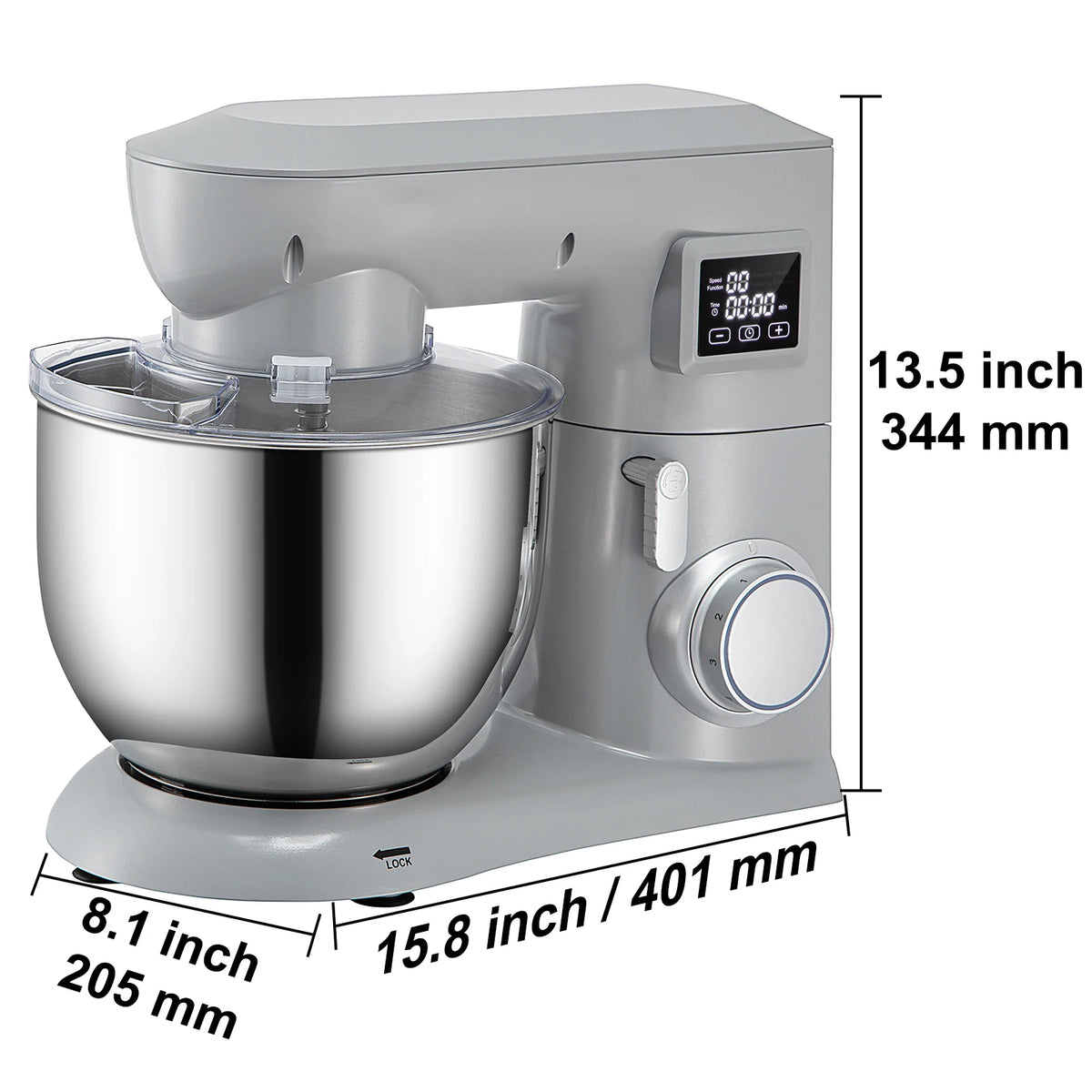 SucceBuy 5 IN 1 Stand Mixer Tilt-Head Multifunctional Electric w/ 6 Speeds LCD Screen Timing 7.4 Qt Stainless Bowl Dough Hook