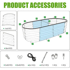 Galvanized Raised Garden Bed Outdoor, 2 Pcs 4x2x1ft Oval Metal Planter Box for Planting Plants Vegetables, Brown