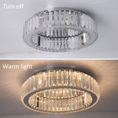 Modern Big Crystal Ceiling Lamp LED Light Circle Chandelier Lustre Indoor Bedroom RC Dimmable Fixtures Living Room Hotel Decor