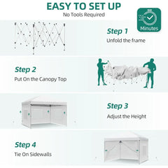 10x10 Pop Up Canopy with 4 Removable Sidewall, Easy Set-Up Portable Canopy Tents for All Season Wind Gazebo with Roller Bag for