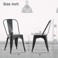 Set of 4 Industrial Metal Dining Chairs – Stackable Kitchen & Patio Chairs with 18” Seat Height