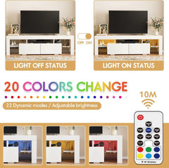 Modern TV Stand with LED Lights & Storage – Entertainment Center for TVs Up to 70”