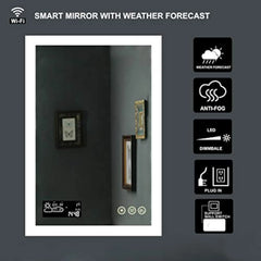 Led Lighted Bathroom Mirror, Wall Mounted Vanity Mirror with Defogger and Dimmable Touch Switch, 6500K High Lumen Makeup Mirror