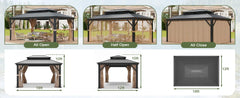 12'x18'Patios Double Roof Canopy Aluminum Frame Outdoor Gazebo Tent Curtains Netting for Patio Backyard Deck and Lawns