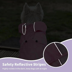 Dog Raincoat 4 Legs Dog Rain Jacket Pet Waterproof Rainproof Jacket with Leash Hole Reflective Lightweight Waterproof Jacket