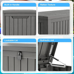 180 Gallon Lockable Resin Deck Box, Waterproof & UV-Resistant Outdoor Storage Box for Cushion & Delivery Storage, Coffee