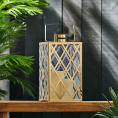Nordic Gold Candle Holder Metal Large WindProof Wind Lamp Wedding Centerpieces Candlestick Crystal Candelabra Candle Lantern