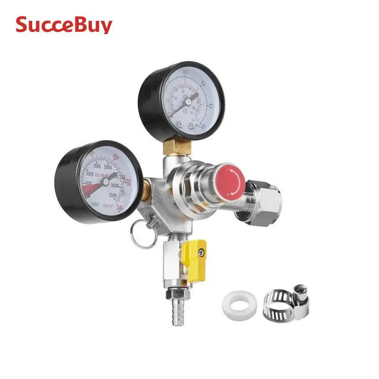 SucceBuy CO2 Regulator Dual Triple Gauges with Check Valve Draft Beer Keg Homebrew CGA320 for Beer dispenser Home Bar Use