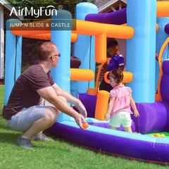 Inflatable Bounce House Bouncer & Slide with Air Blower Play House with Ball Pool lnflatable Kids Slide Jumping Castle with