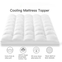 California King Mattress Topper, Extra Thick Pillowtop, Cooling Plush Mattress Pad Cover Cotton Top Bed Topper Protector w