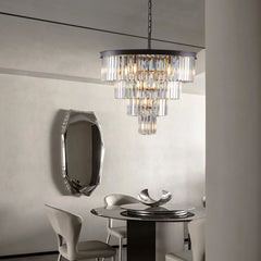 Contemporary Crystal Modern Chandeliers Crystal Ceiling Chandelier 4 Tier Black Chandelier Lighting(Bulbs Not Included)