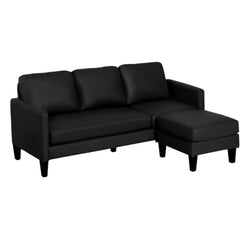 Faux Leather Sectional Sofa Couch with Reversible Chaise, L-Shaped 3-Seater Convertible Couch for Living Room