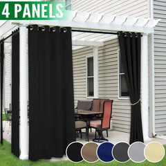 4 Panels Outdoor Curtains for Patio - Waterproof Blackout Curtains & Drapes Windproof UV Protection for Porch Gazebo Pergola