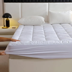 1 Pc Twin Full Queen King 350gsm White Quilted Thin Mattress Pad With 43cm Bed Skirt Protector Cover