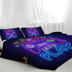 Gaming Duvet Cover Set Queen Size Video Game Controller Bedding Set, Boys Video Games Comforter Cover with 2 Pillow Shams, Bed