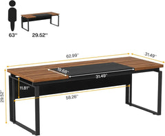 Conference Table with Splicing Board, Meeting Tables for Home Office, Business Training Seminar Table with Stylish Metal Legs
