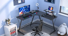 L Shaped Gaming Desk Corner Computer Desk, Home Office Desks Writing Workstation with Large Monitor Stand, Easy to Assemble