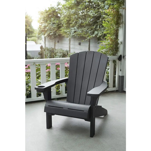 Alpine Adirondack Resin Outdoor Furniture Patio Chairs with Cup Holder-Perfect for Beach, Pool, and Fire Pit Seating