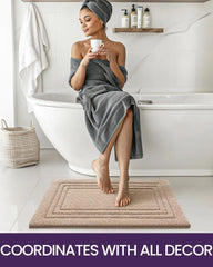 Bathroom Rug Mat 36x24, Ultra Soft Absorbent Mats, Non Slip Washable Shower Floor Rugs, Quick Dry Microfiber Bathmat for Tub, Si