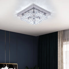 Crystal Flush Mount Ceiling Light Fixtures LED Round Square Chandelier Light Fixture Ceiling Lamp for Kitchen Hallway Foyer