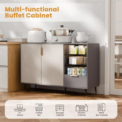 47" Sideboard Cabinet with 2 Doors and Drawer, Sideboard Buffet Cabinet with Storage, Coffee Bar with Adjustable Shelves