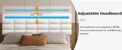 Queen Bed Frame with Drawers, LED Bed Frame with Charging Station, Pu Leather Platform Bed Frame Queen Size with Storage