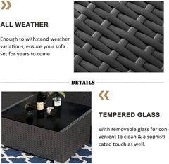 Patio Furniture Set  Fire Pit Table, Outdoor Sectional Wicker Conversation Sofa Sets  patio furniture  patio furniture set