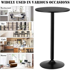 Bar Table, Round Cocktail Table Modern Style Standing Circular Bistro Table Suitable for Pub,Restaurant Black Set