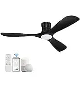 52 "Smart Low Profile ceiling Fans with Lights Remote,Quiet DC Motor,Outdoor Indoor Flush Mount Fan,Control WIFIAle